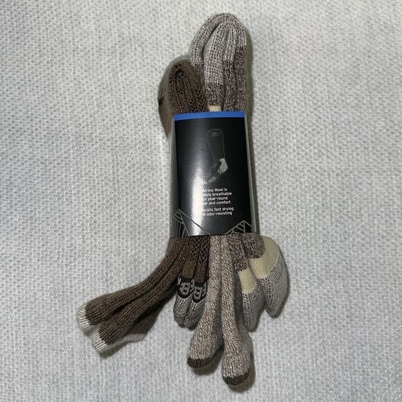 Eddie Bauer Men’s Heather Brown Ribbed Midweight Full Cushion Crew Socks 2 pk - Picture 3 of 7